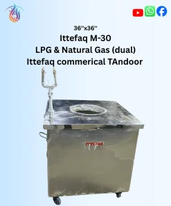 Ittefaq M-36 Commerical Tandoor – Stainless Steel Square Shape Clay Tandoors Operated by LPG & Natural Gas (Dual)